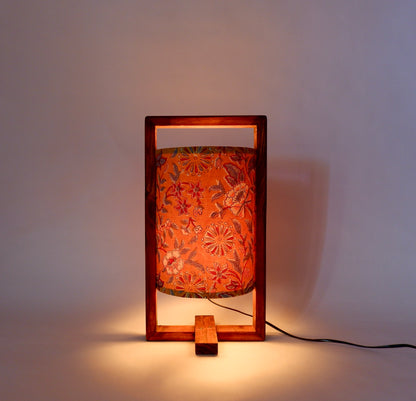 The Plus Wooden Table Lamp Caramel Yellow Floral