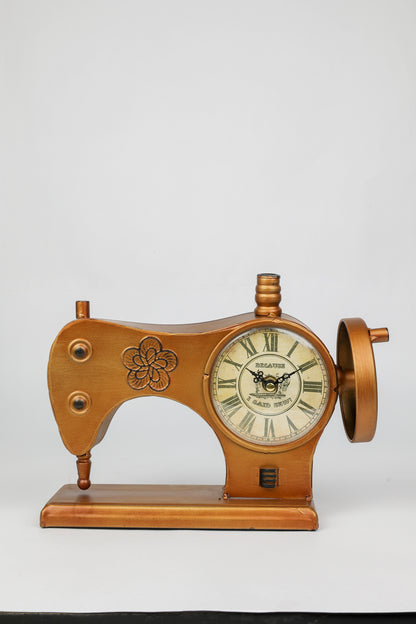 SEWING MACHINE CLOCK - BROWN