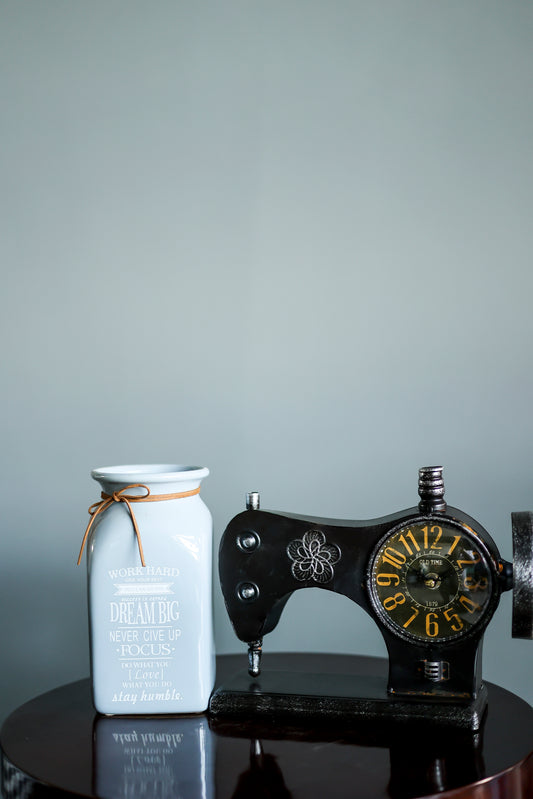 SEWING MACHINE CLOCK - BLACK