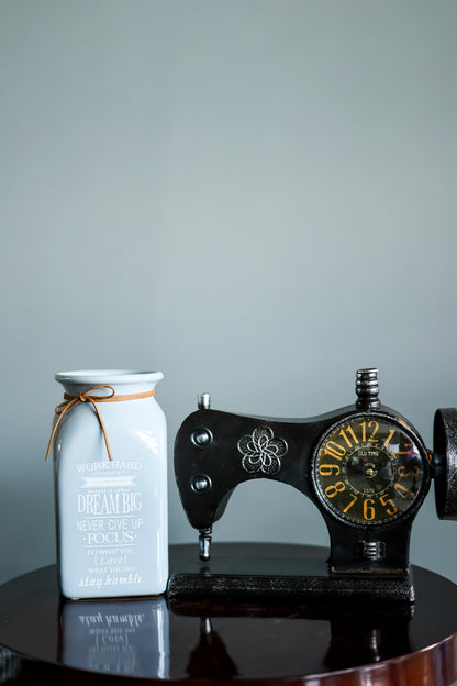 SEWING MACHINE CLOCK - BLACK