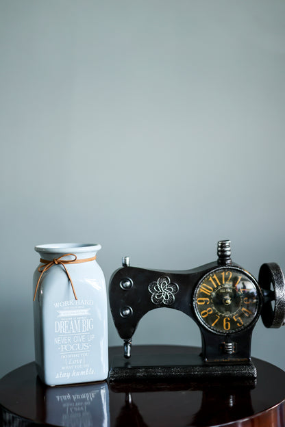 SEWING MACHINE CLOCK - BLACK