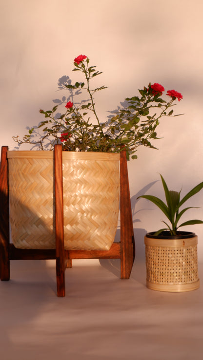 Bamboo Planter with Stand / Natural / Big