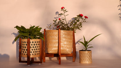 Bamboo Planter with Stand / Natural / Big