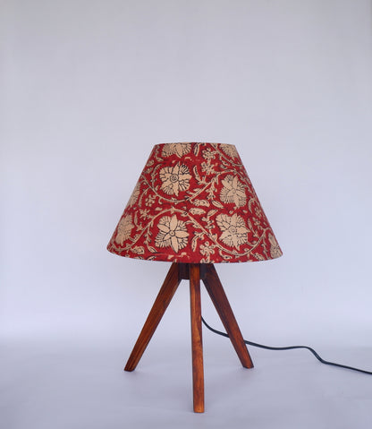 Tripod Lamp Crimson Red Floral Print