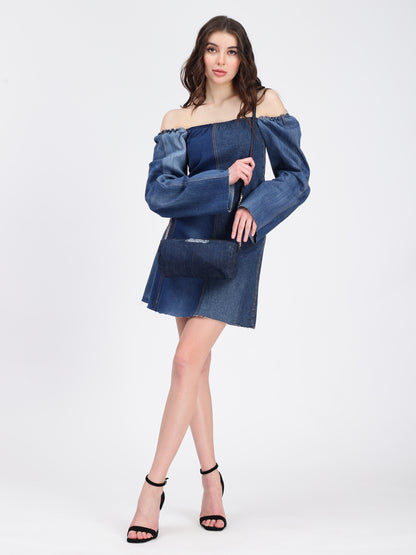 Denim Off-Shoulder Dress for Women