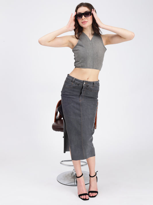 Grey Denim Top for Women