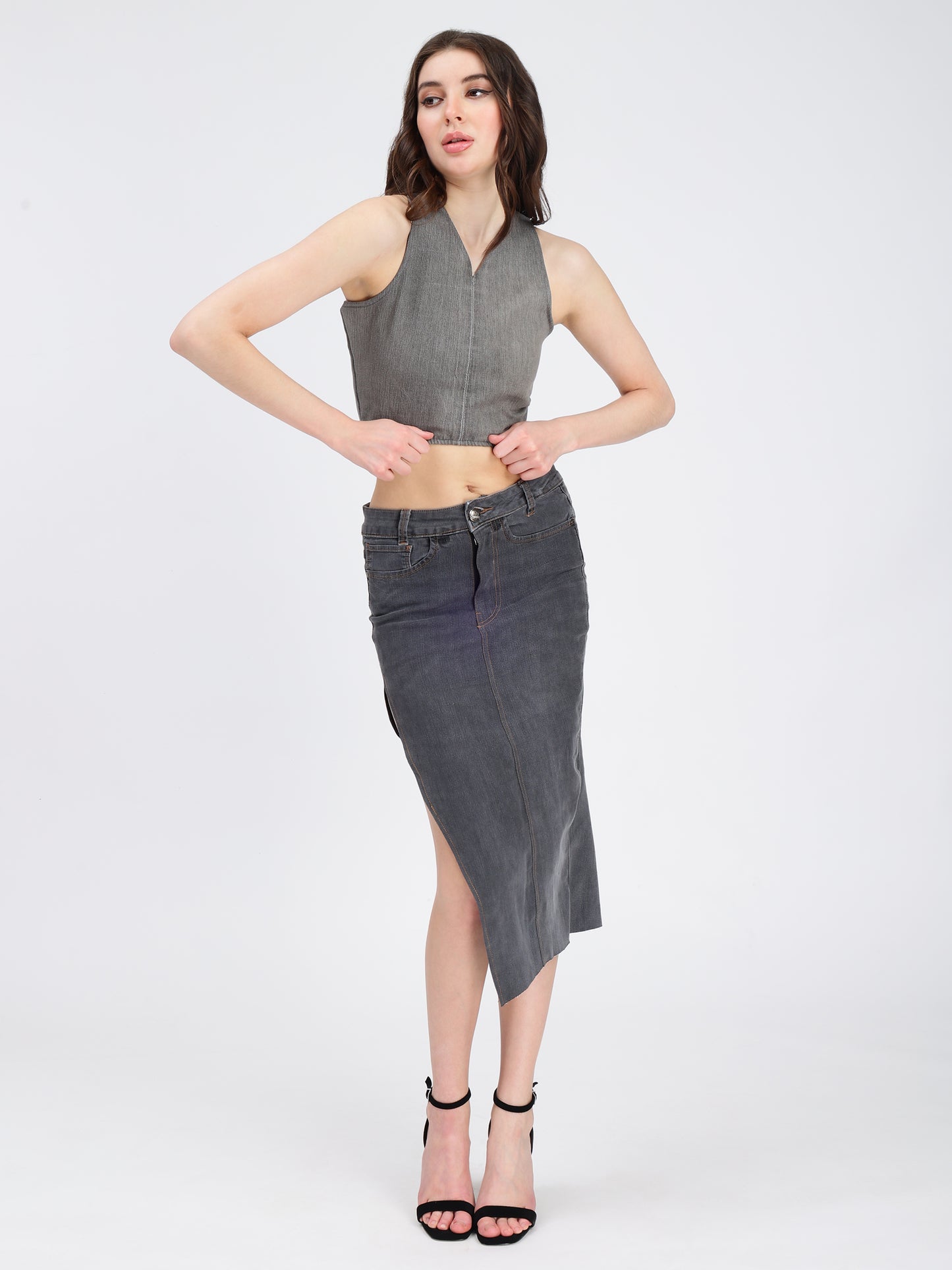 Grey Denim Top for Women