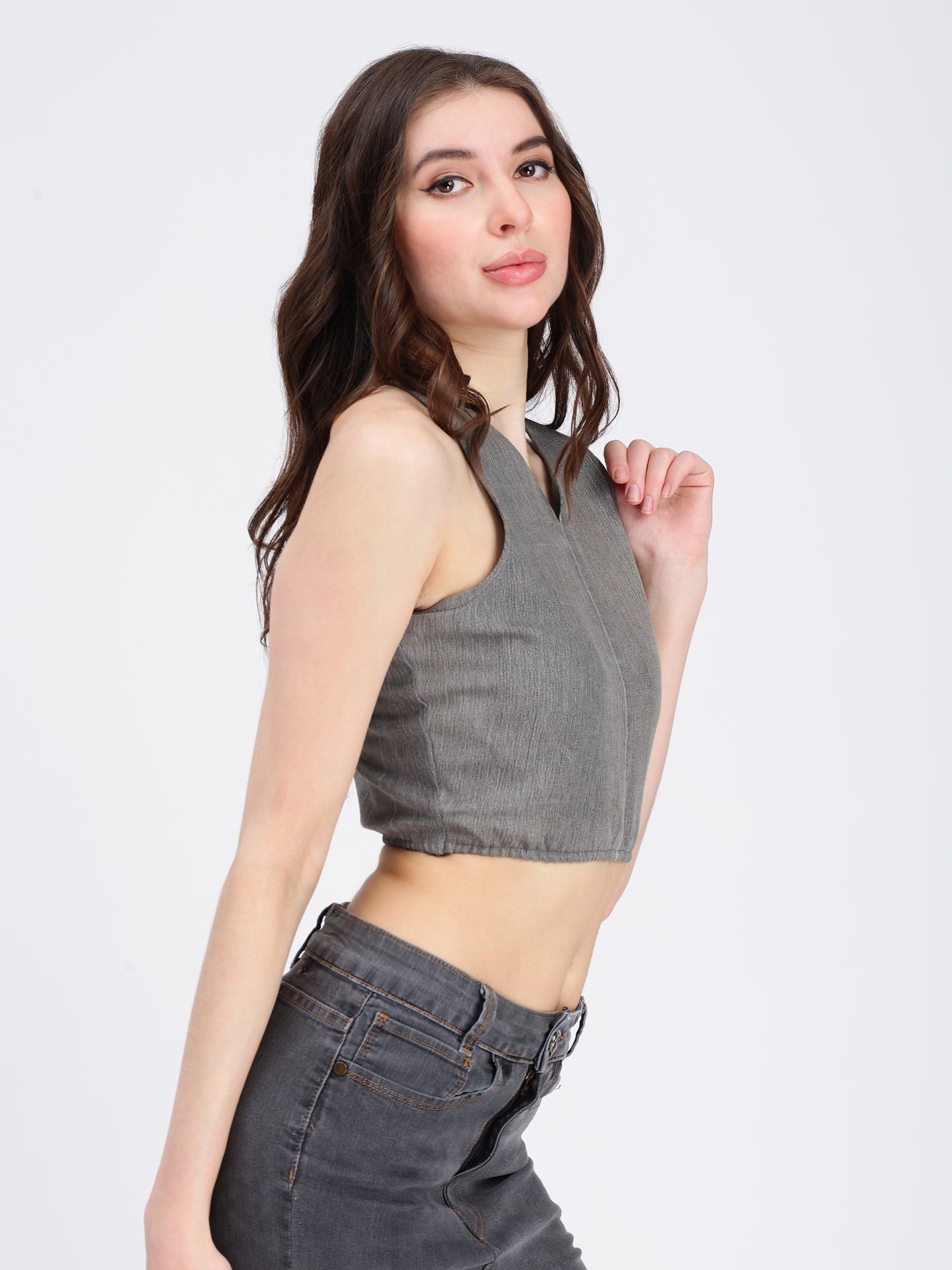 Grey Denim Top for Women