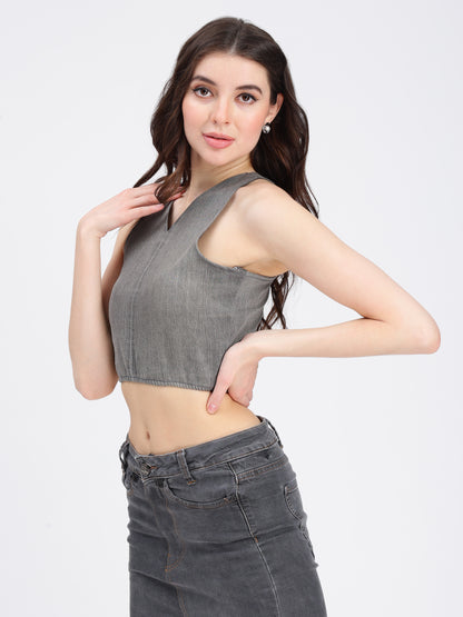 Grey Denim Top for Women