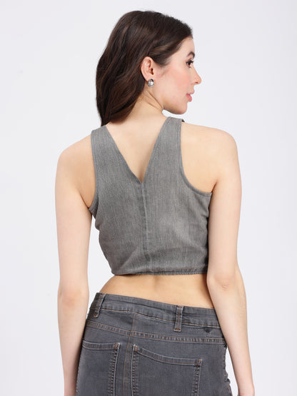 Grey Denim Top for Women