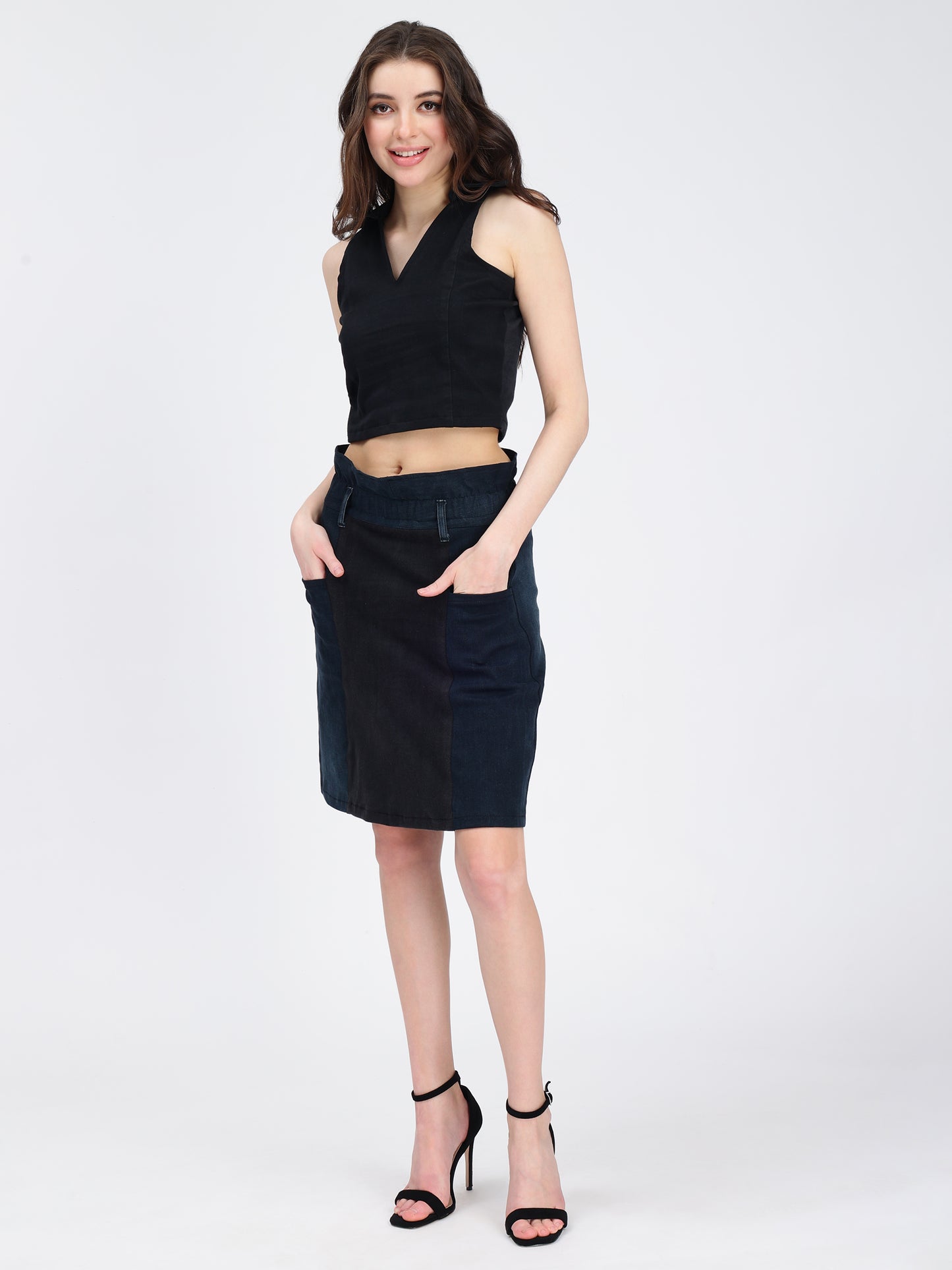 Paperbag Waist Denim Skirt