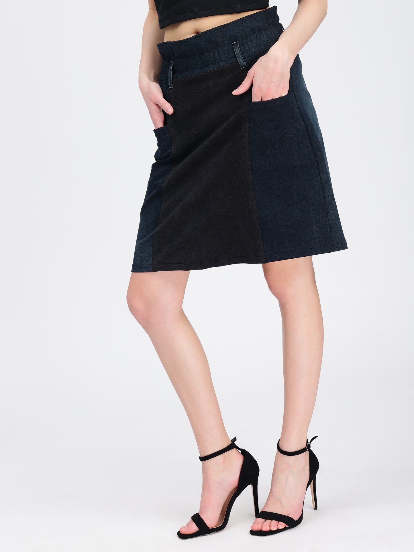 Paperbag Waist Denim Skirt