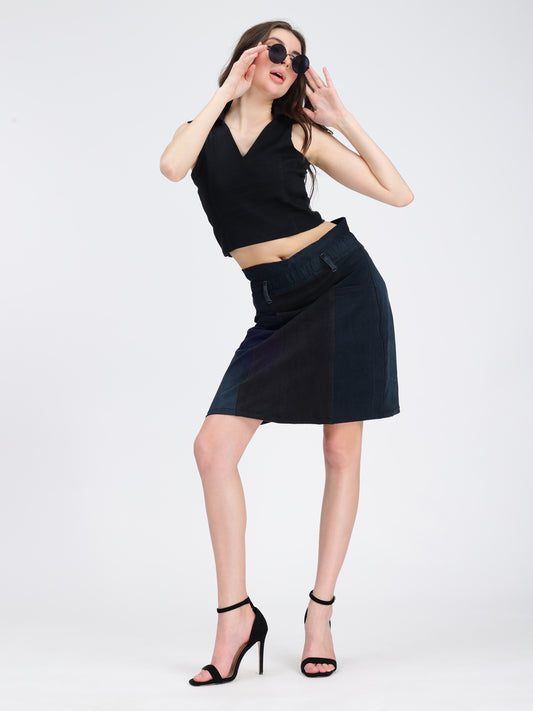 Paperbag Waist Denim Skirt