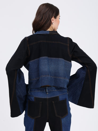 Bell Sleeves Denim Jacket Top For Women