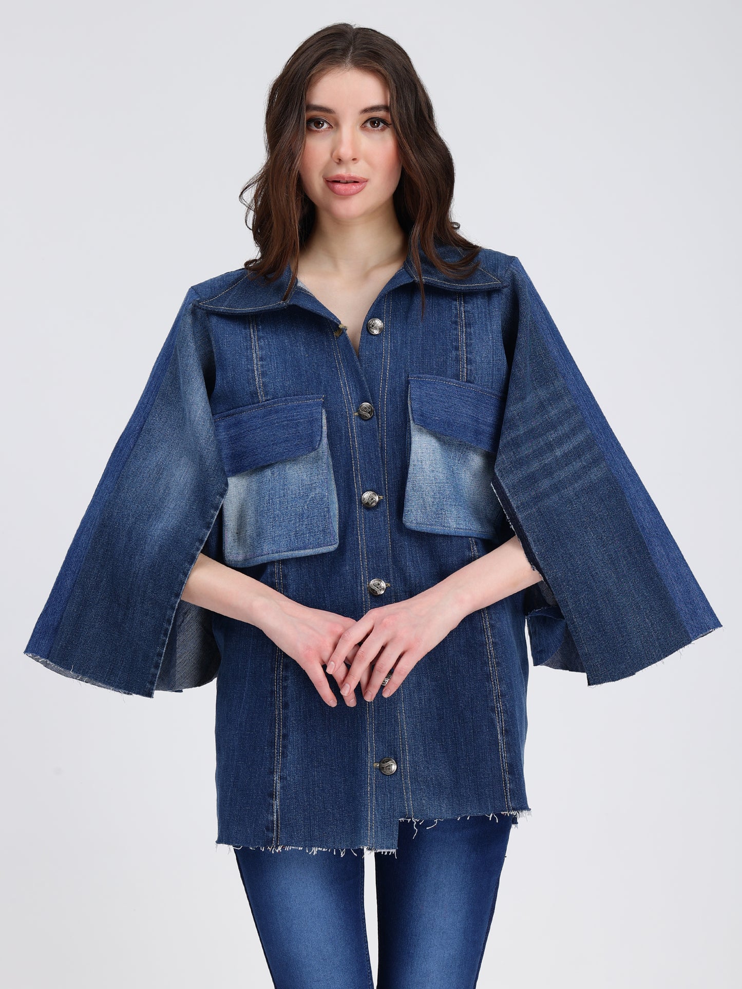 Capesleeve Denim Jacket For Women