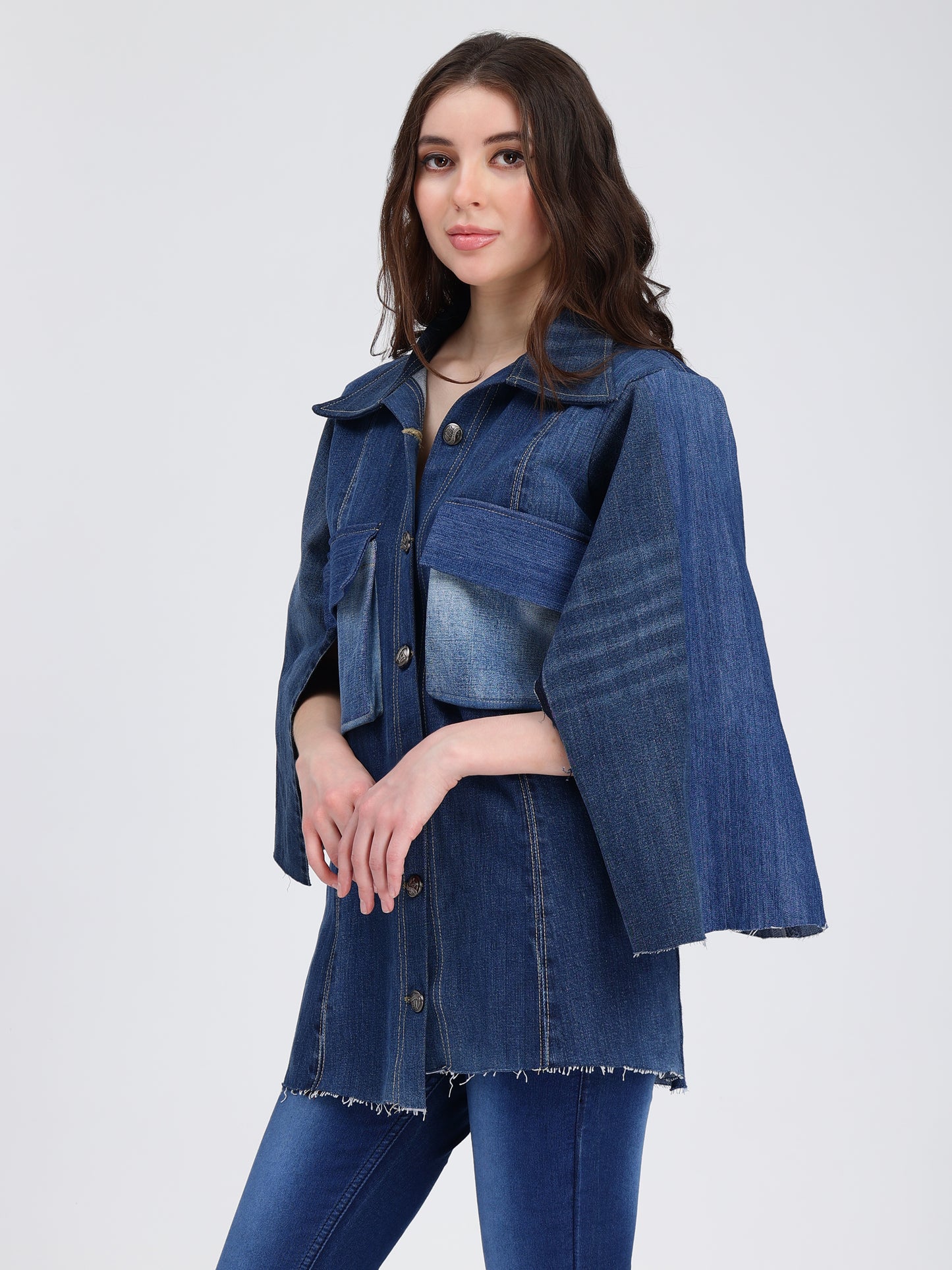 Capesleeve Denim Jacket For Women