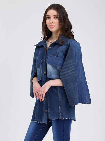 Capesleeve Denim Jacket For Women