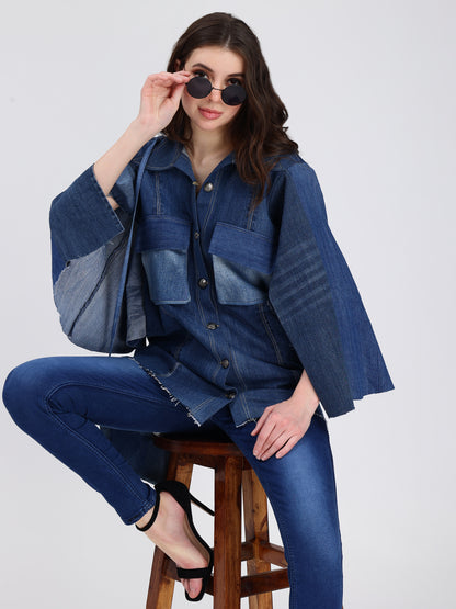 Capesleeve Denim Jacket For Women