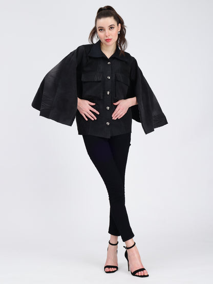 Capesleeve Denim Jacket For Women