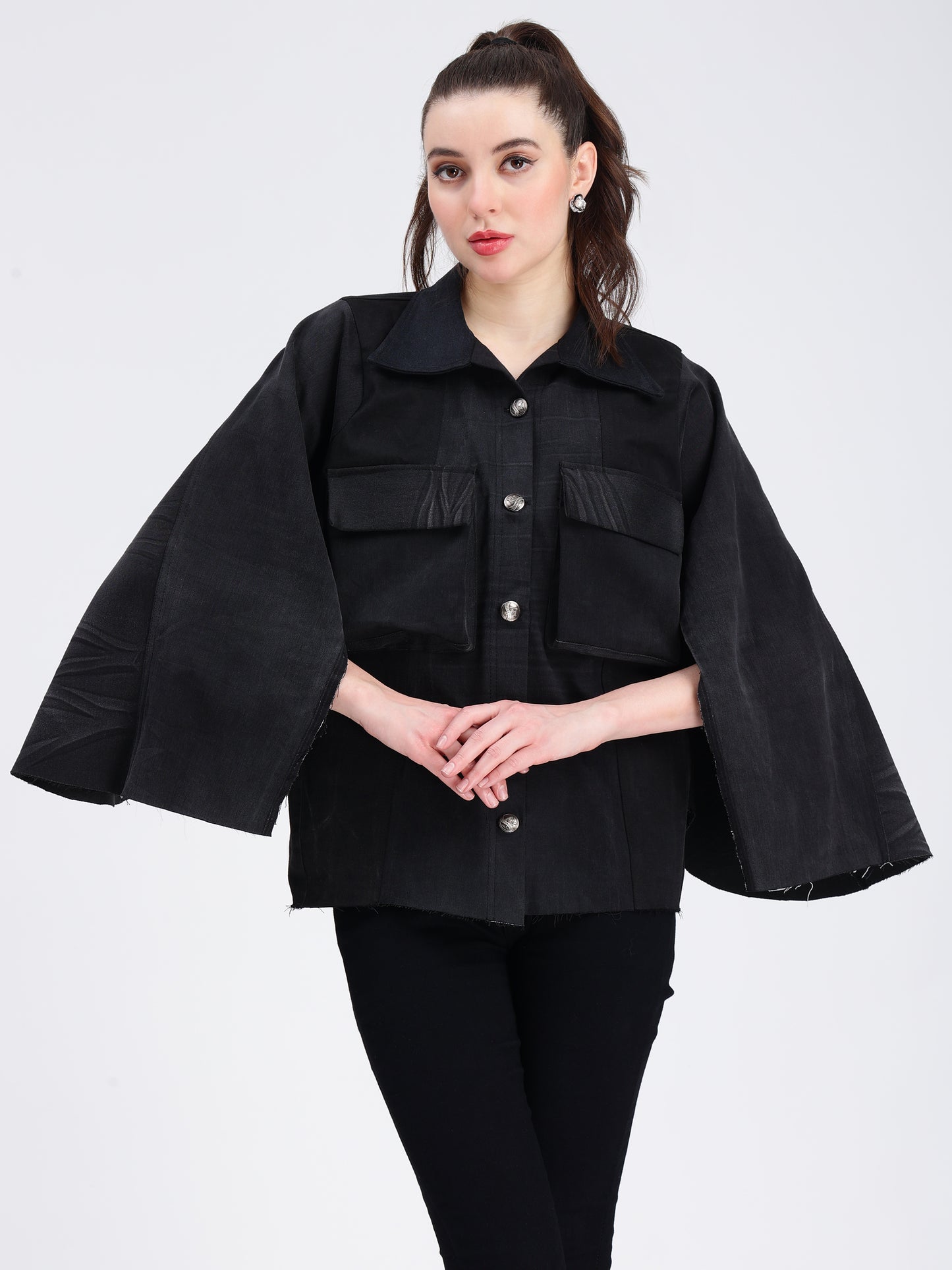 Capesleeve Denim Jacket For Women