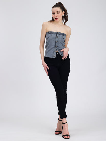 Denim Grey Corset For Women