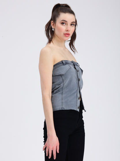 Denim Grey Corset For Women