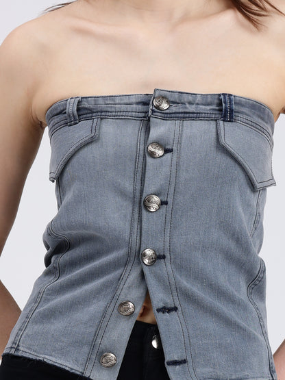 Denim Grey Corset For Women