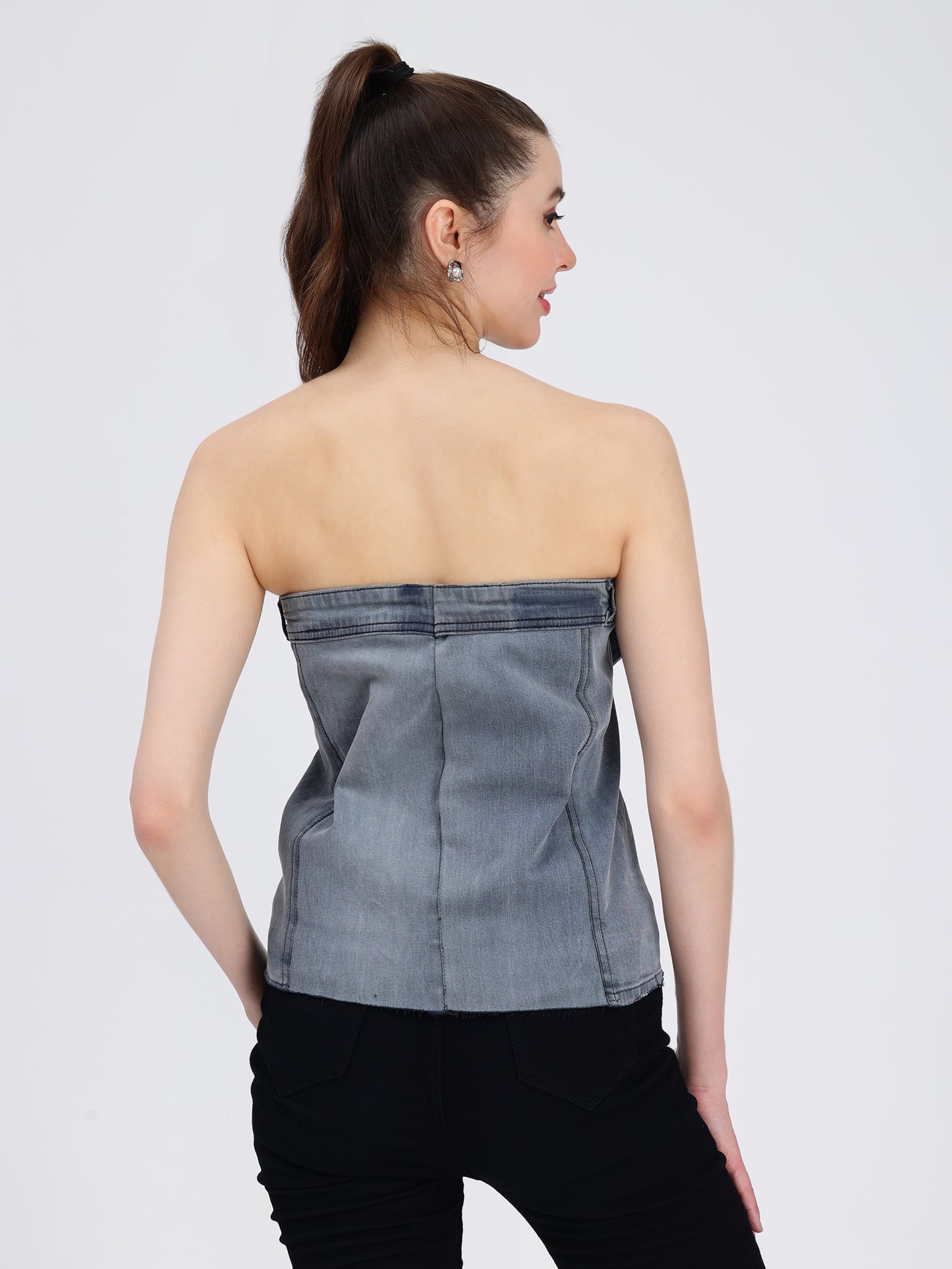 Denim Grey Corset For Women