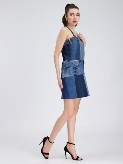 Denim Multi-Colored Dress for Women