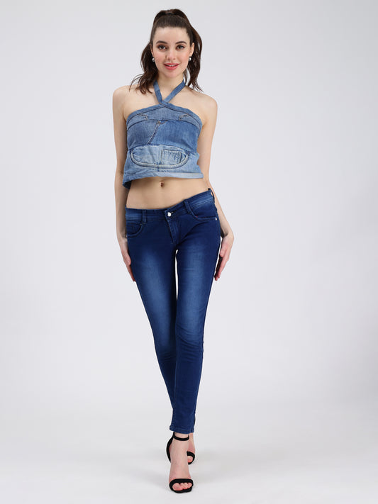 Halter Neck Denim Top