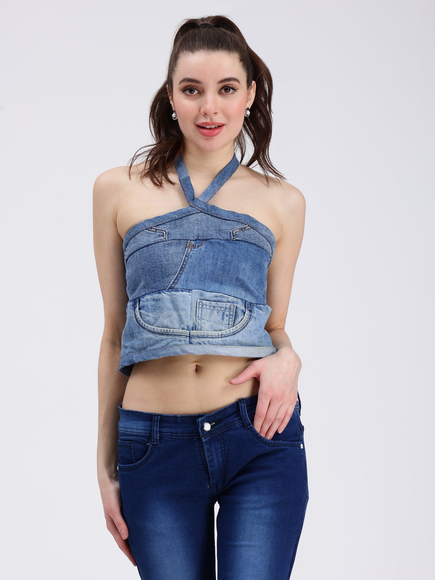 Halter Neck Denim Top