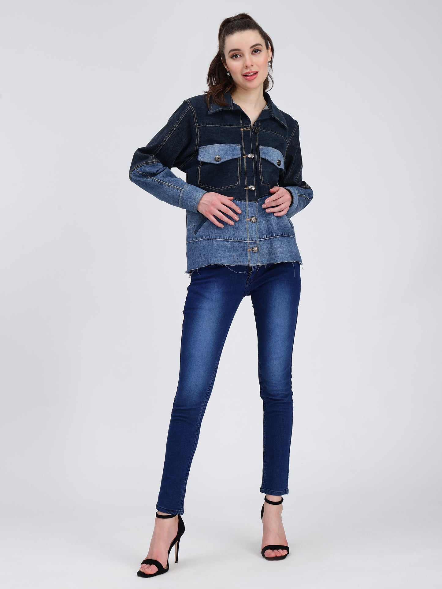 Double Shade Denim Jacket For Women