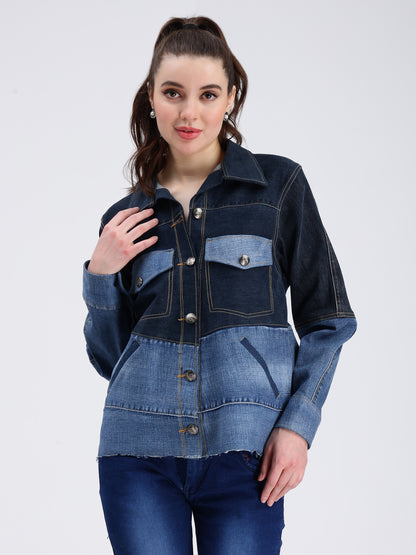 Double Shade Denim Jacket For Women