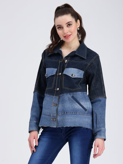 Double Shade Denim Jacket For Women