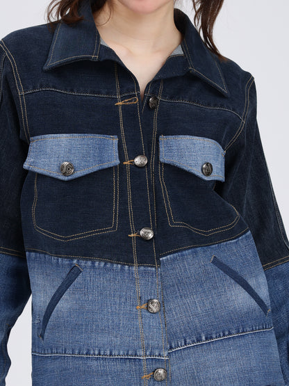 Double Shade Denim Jacket For Women