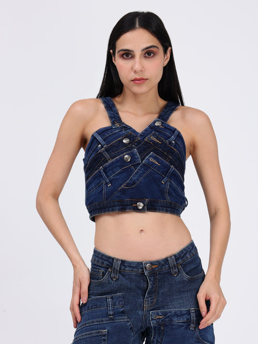 Denim Blue Waist Belt Top