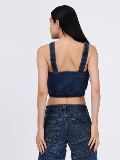 Denim Blue Waist Belt Top