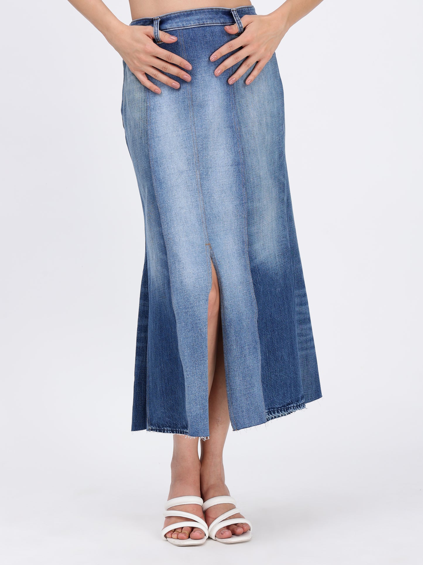 Mid Calf Denim Skirt