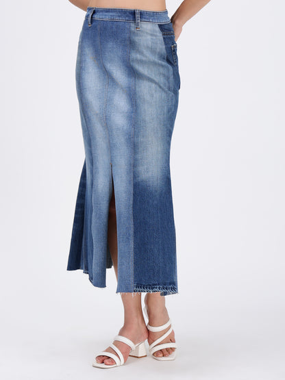 Mid Calf Denim Skirt