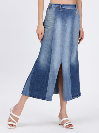 Mid Calf Denim Skirt