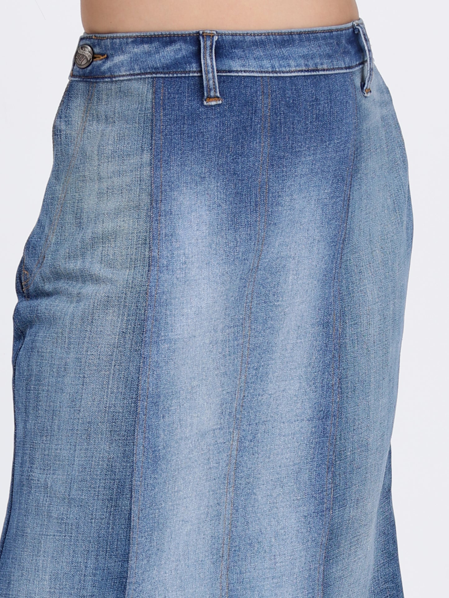 Mid Calf Denim Skirt