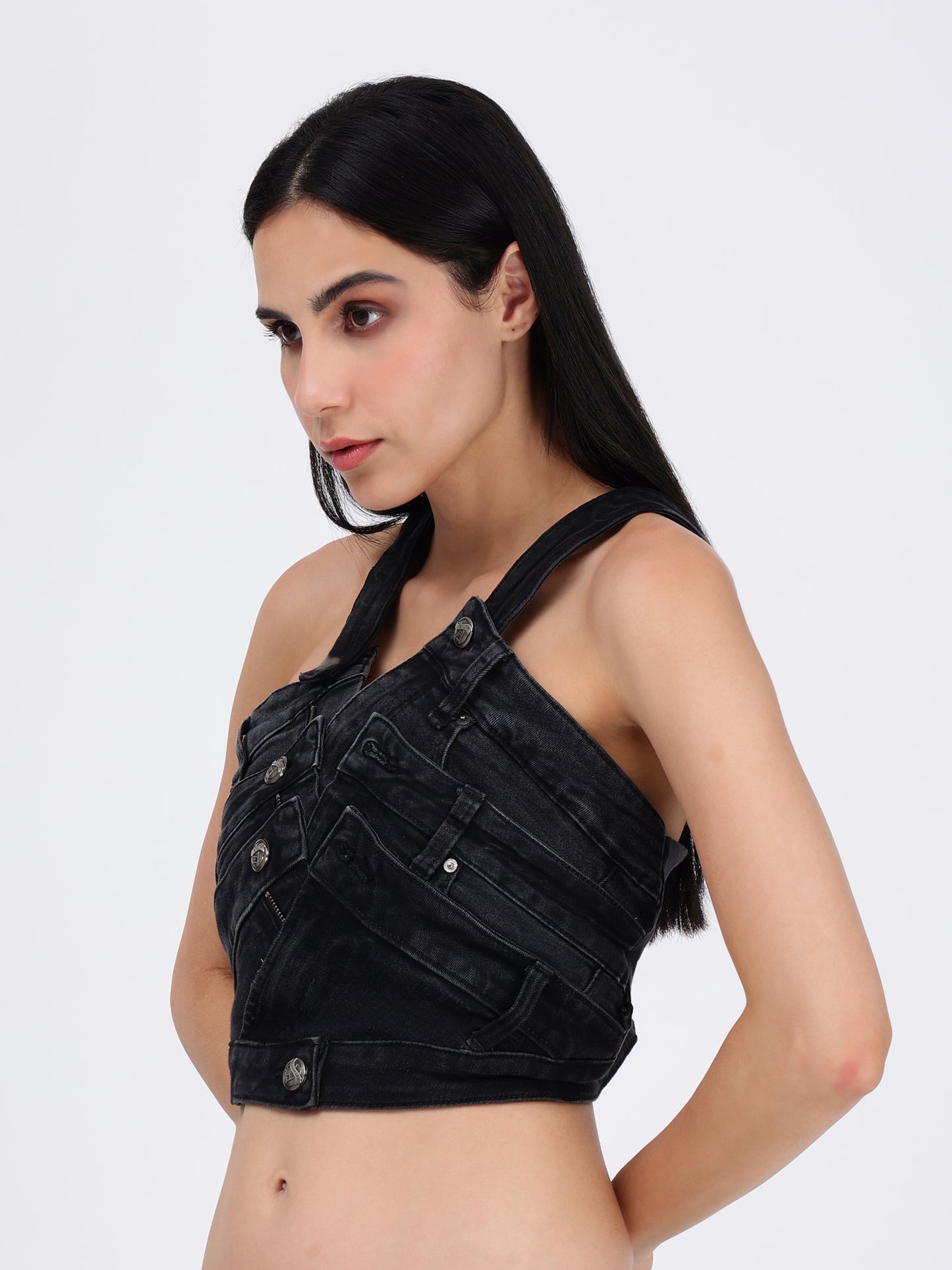 Denim Blue Waist Belt Top