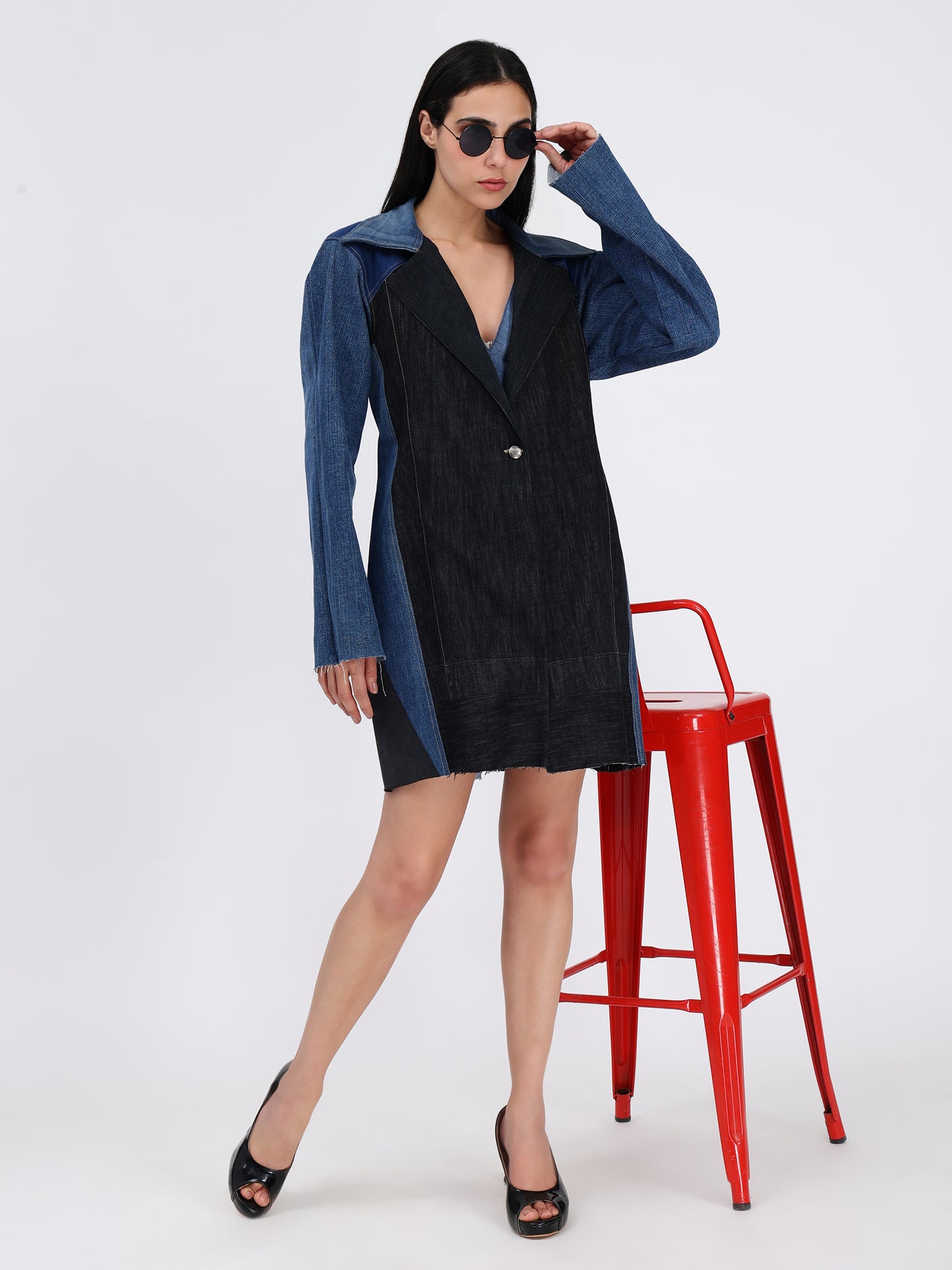 Denim Blazer Dress for Women