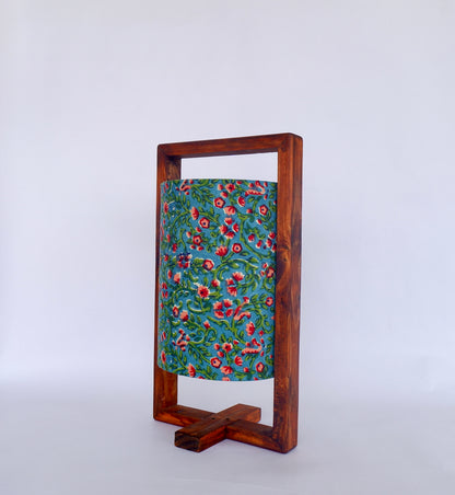 The Plus Table Lamp Peacock Green Floral Print Wooden