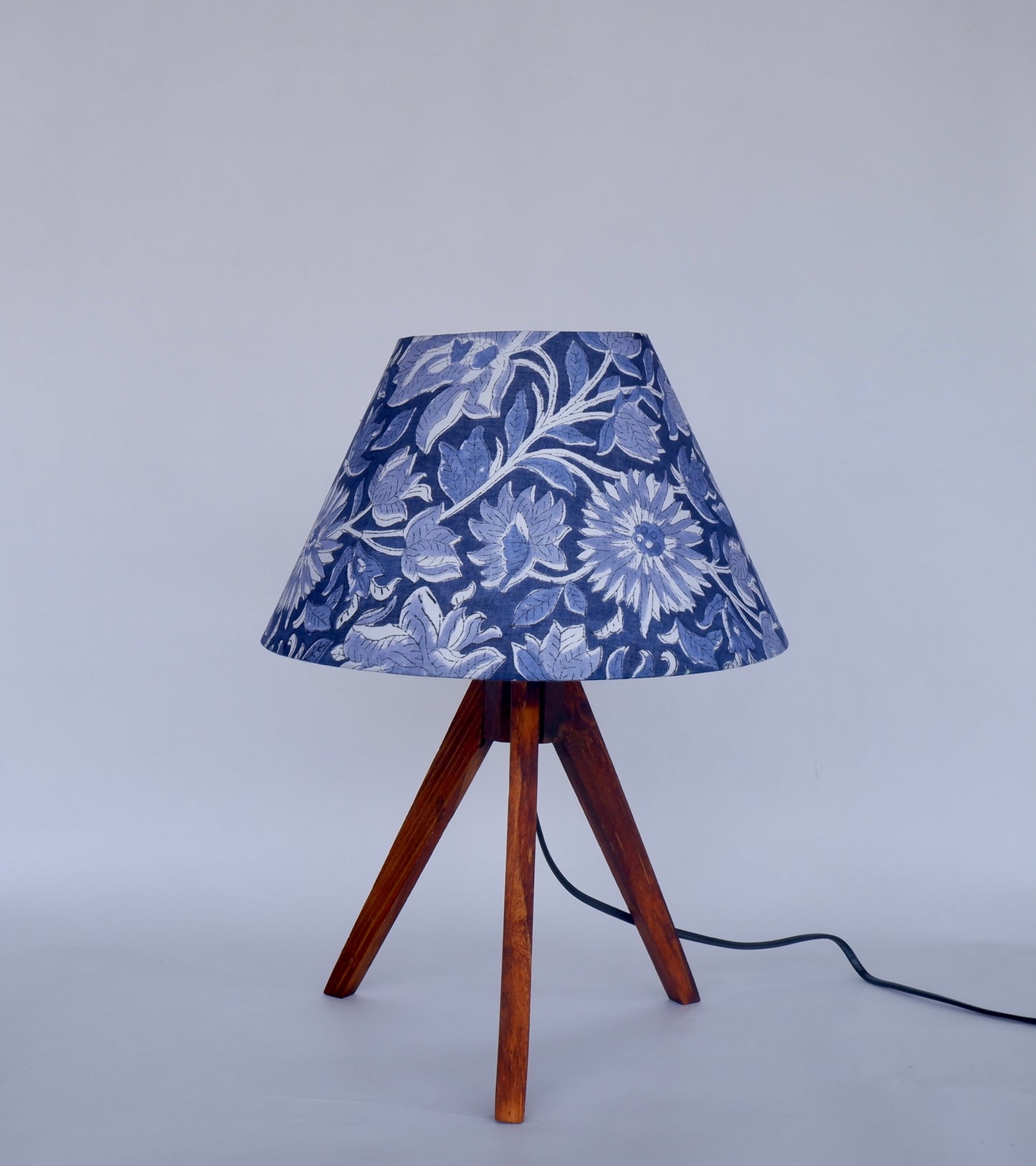 Tripod Lamp Blue Floral