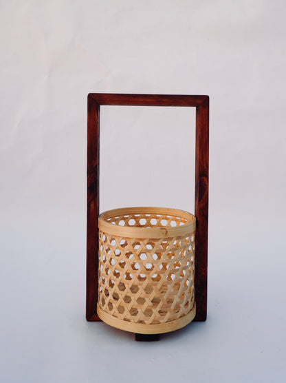 Bamboo Star Weave Planter With Handle