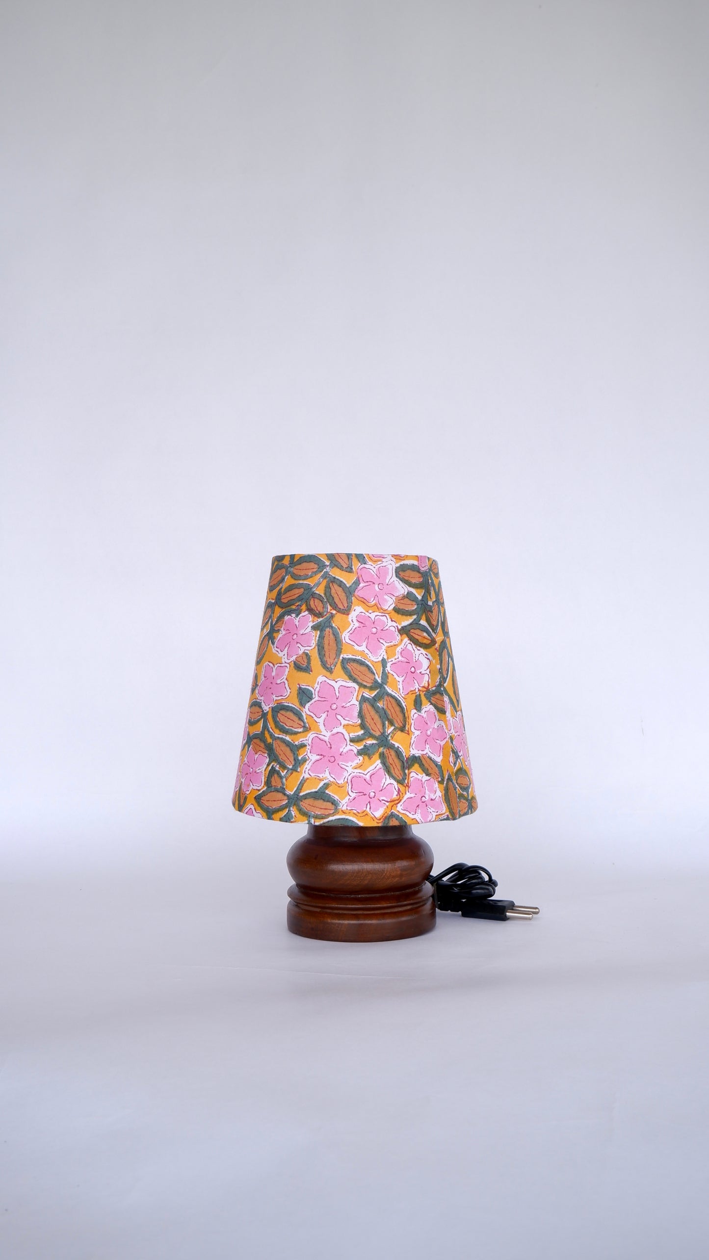 Mini Table Lamp Pink / Yellow Floral Print