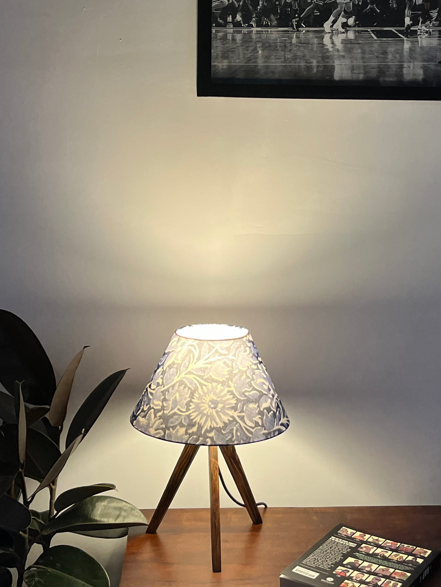 Tripod Lamp Blue Floral