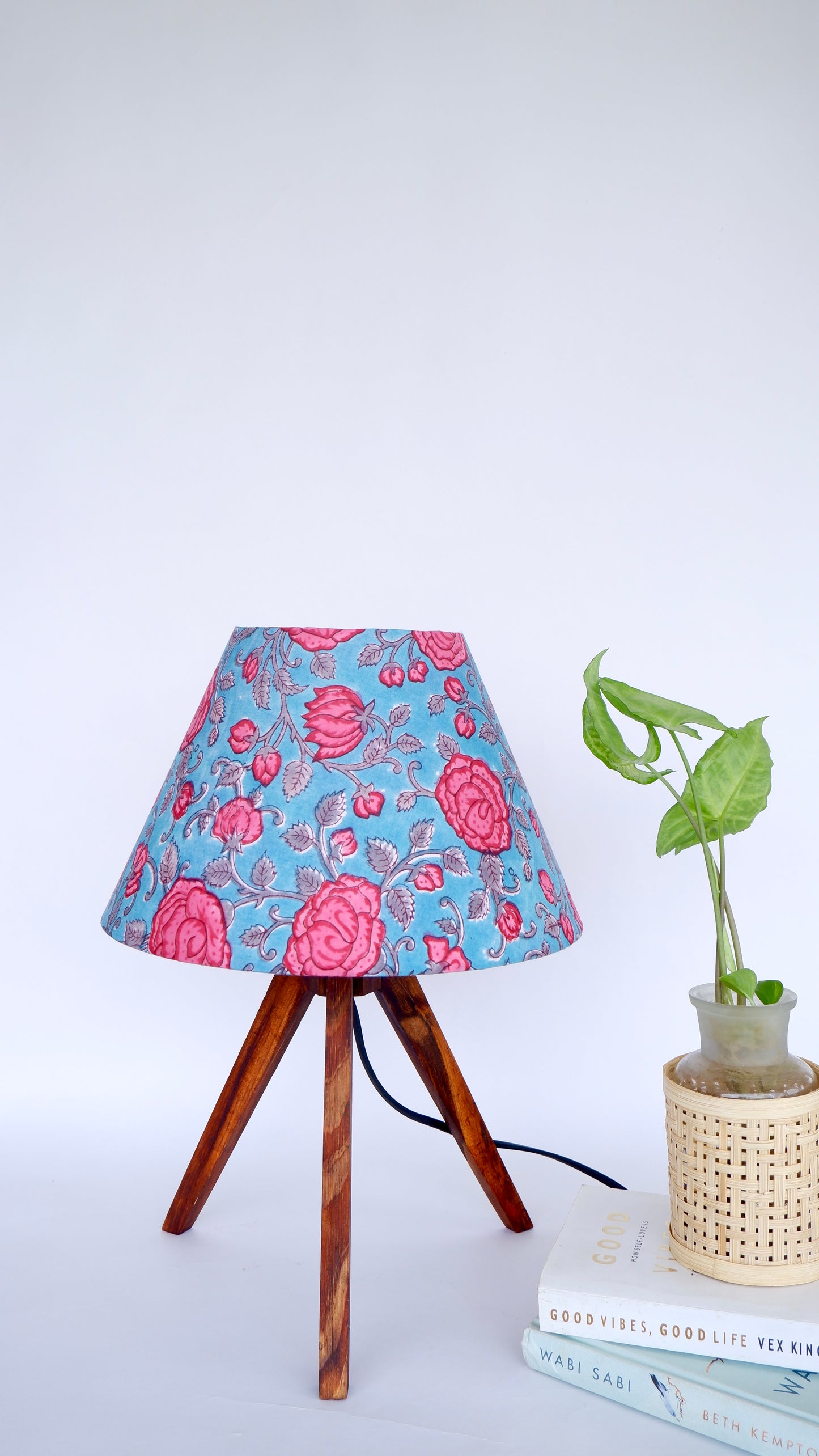 Vintage Floral Tripod Lamp