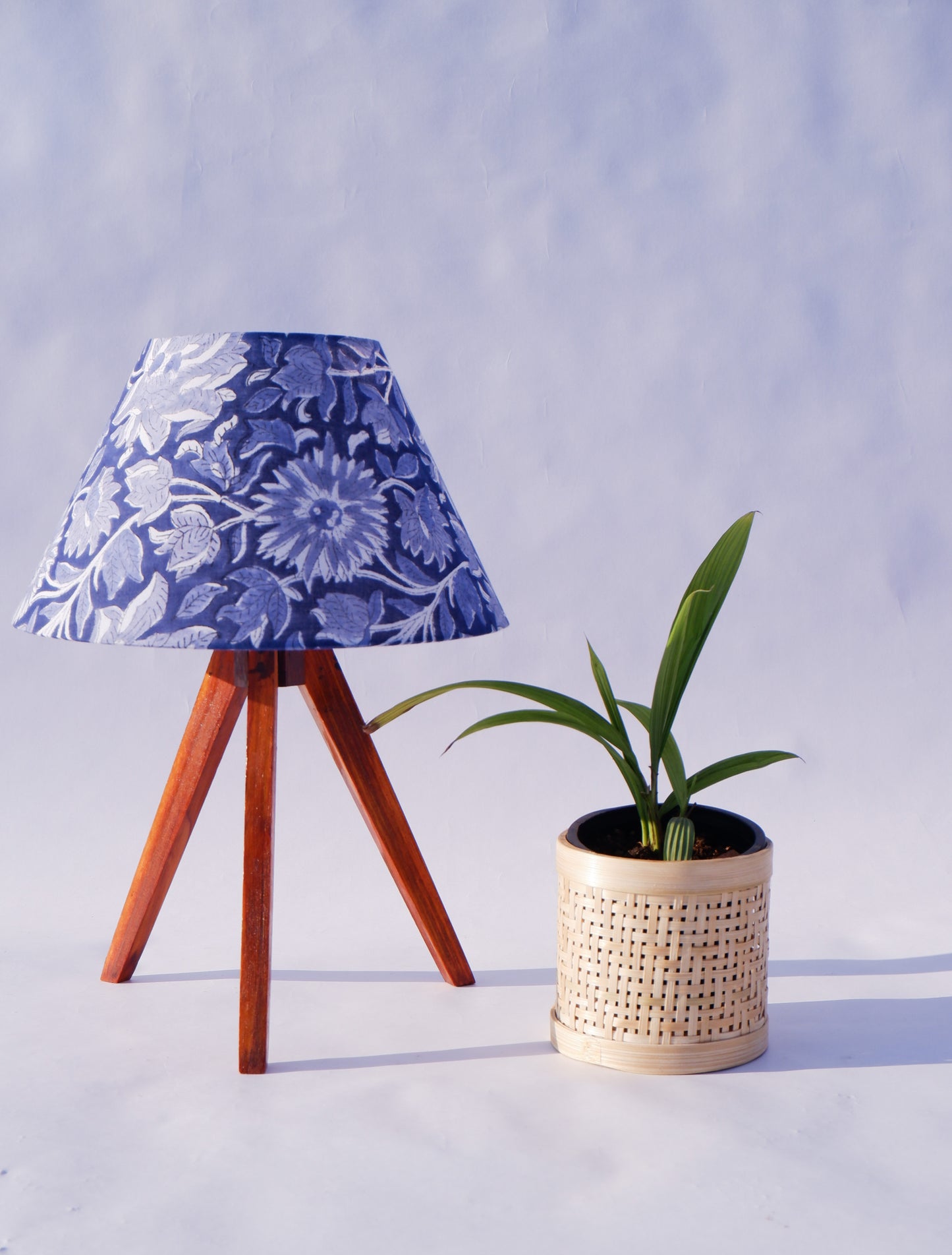 Tripod Lamp Blue Floral